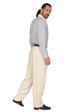Load image into Gallery viewer, Ecru Men&#39;s Tango Pants With Front And Back Pleat