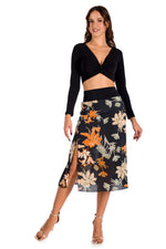 Load image into Gallery viewer, Floral Midi Skirt With Back Movement