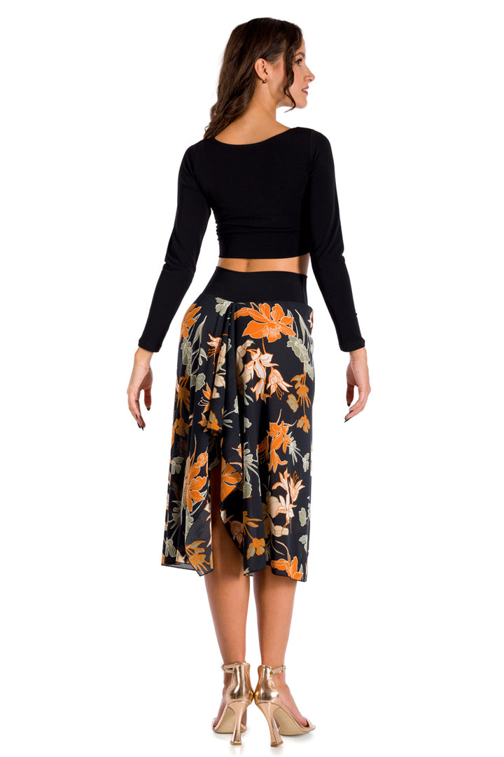 Floral Midi Skirt With Back Movement