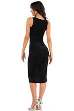 Load image into Gallery viewer, Front Cutout Knot Detail Midi Dress With Slit