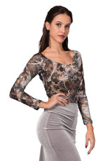 Load image into Gallery viewer, Grey Lace Bodysuit With Long Sleeves