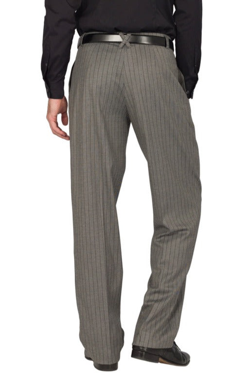 Grey Striped Tango Pants With Two Pleats 