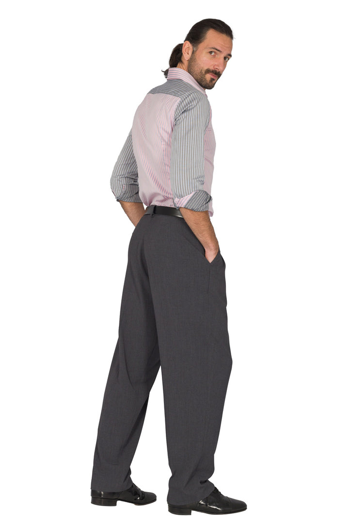 Grey Tango Pants With Four Pleats