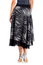 Load image into Gallery viewer, Grey Two-layered Dance Skirt With Zebra Pattern Print