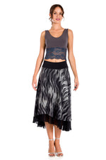 Load image into Gallery viewer, Grey Two-layered Dance Skirt With Zebra Pattern Print