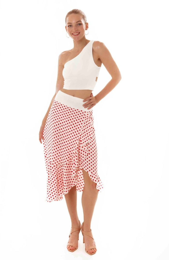Asymmetric Georgette Ruffle Wrap Dance Skirt