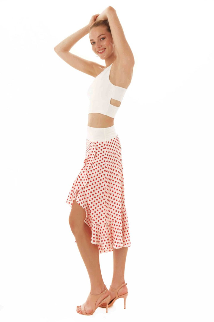 Asymmetric Georgette Ruffle Wrap Dance Skirt