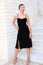 Load image into Gallery viewer, conDiva Black Velvet Milonga Skirt with Ruffles