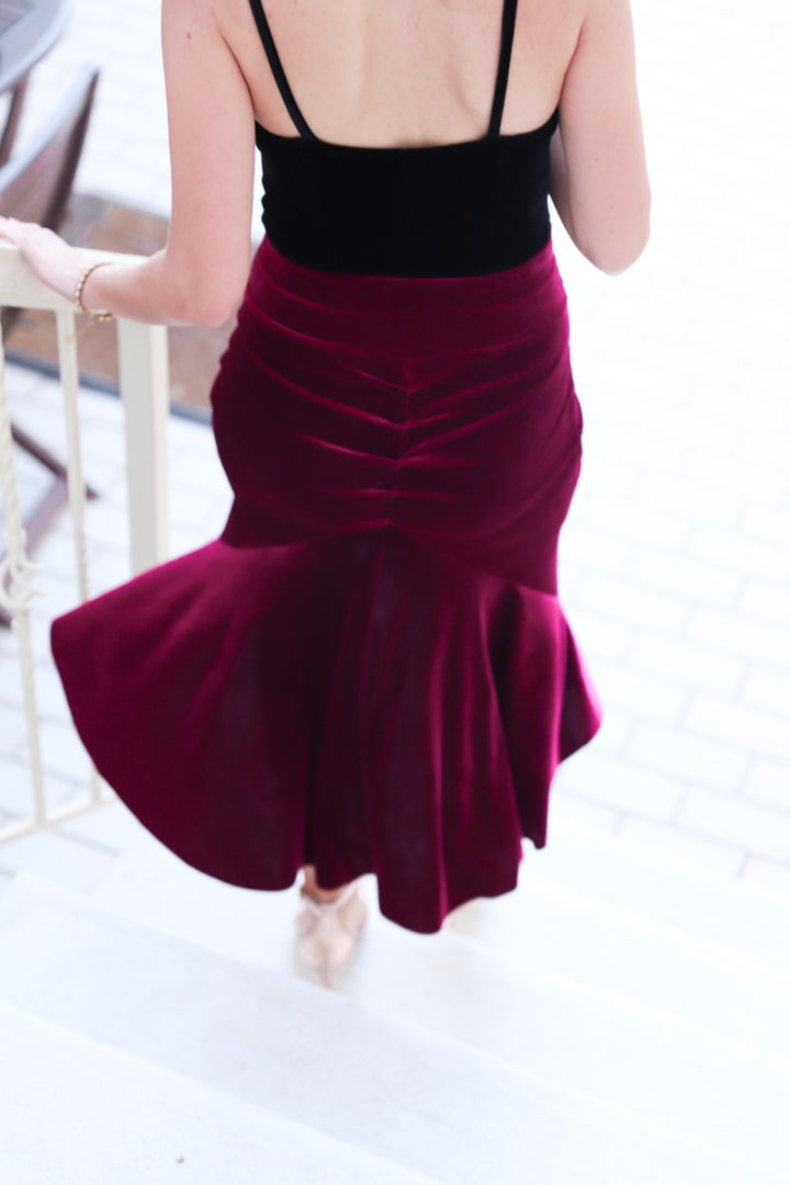 Velvet Tango Skirt with Ruffles