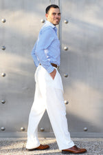 Load image into Gallery viewer, Grey Linen Tango Pants With Four Front Pleats