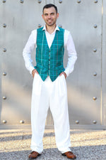 Load image into Gallery viewer, Checked Green Linen Tango Vest