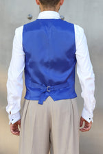 Load image into Gallery viewer, conSignore Checked Blue Linen Tango Vest
