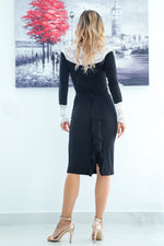 Load image into Gallery viewer, Black Tango Dress with Lace Décolletage
