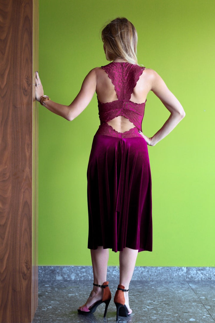 Velvet Tango Dress With Lace Back