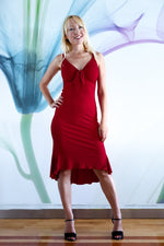 Load image into Gallery viewer, Red Fishtail Tango Dress With Front Knot