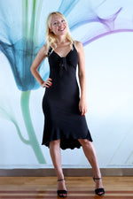 Load image into Gallery viewer, Black Fishtail Tango Dress With Front Knot