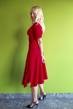 Load image into Gallery viewer, Short-sleeve Tango Dress with Side Draping - Red