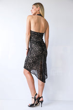 Load image into Gallery viewer, Halter Neck Black Lace Dress