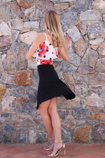 Load image into Gallery viewer, Black Mini Asymmetric Dance Skirt