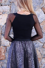 Load image into Gallery viewer, Tango Top With Long Polka Dot Tulle Sleeves