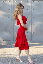 Load image into Gallery viewer, Tango Skirt With Side Draping - Red