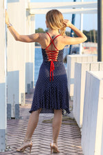 Load image into Gallery viewer, Lace-up Polka Dot Dress