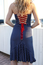 Load image into Gallery viewer, Lace-up Polka Dot Dress