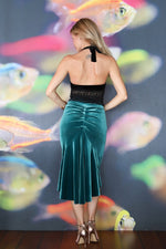 Load image into Gallery viewer, Velvet Tango Skirt with Ruffles - Forest Green
