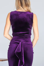 Load image into Gallery viewer, Purple Velvet Top With Draped Neck