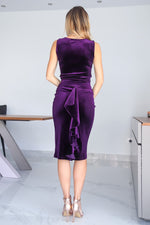 Load image into Gallery viewer, Purple Velvet Skirt With Back Ruffles