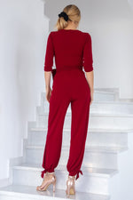 Load image into Gallery viewer, Wrap Jumpsuit With Ankle Ties