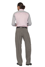 Load image into Gallery viewer, Light Grey Striped Tango Pants With Four Pleats
