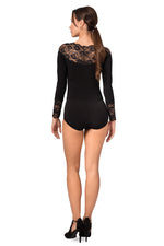 Load image into Gallery viewer, Long Sleeve Bodysuit With Lace Décolletage