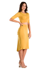 Load image into Gallery viewer, Mustard Yellow Waist Tie Top With Short Sleeves