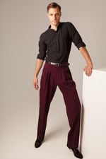 Load image into Gallery viewer, Burgundy Tango Pants With Three Pleats
