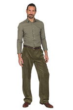 Load image into Gallery viewer, Olive Green Corduroy Tango Pants With Two Pleats