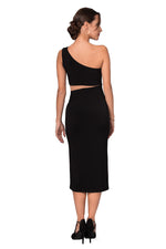 Load image into Gallery viewer, One-Shoulder Midi Dress With Side Cutout