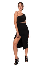 Load image into Gallery viewer, One-Shoulder Midi Dress With Side Cutout