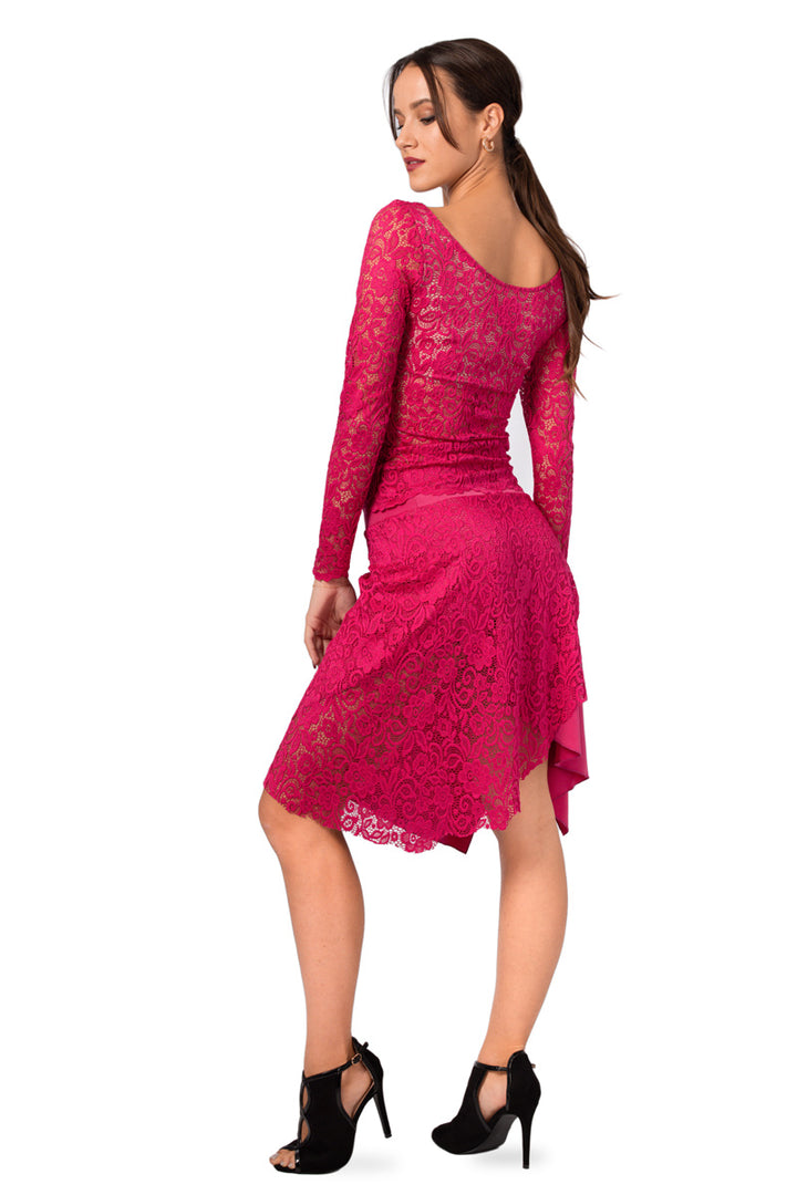One Side Guipure Lace Tango Skirt