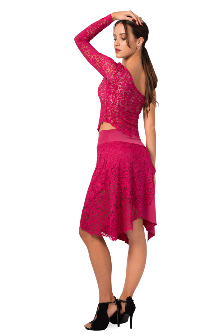 One Side Guipure Lace Tango Skirt