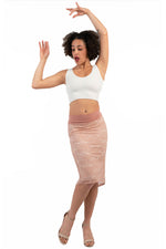 Load image into Gallery viewer, Pastel Peach Floral Lace Fishtail Tango Skirt
