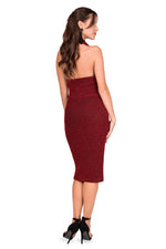 Load image into Gallery viewer, Red Sparkling Halter-Neck Bodycon Dress