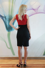 Load image into Gallery viewer, Red &amp; Black Fitted Two Color Dress
