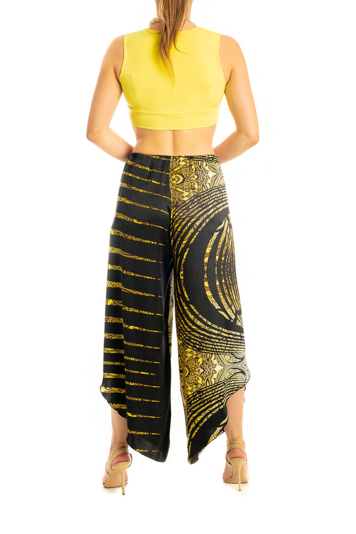 Satin wrap tango pants - yellow