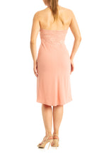 Load image into Gallery viewer, Halter neck tango dress with lace and front gatherings - peach