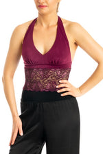 Load image into Gallery viewer, Eggplant Tango Crop Top with Lace