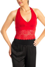 Load image into Gallery viewer, Red Tango Crop Top with Lace