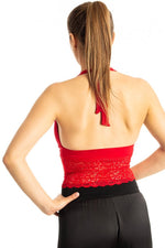 Load image into Gallery viewer, Red Tango Crop Top with Lace