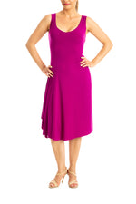 Load image into Gallery viewer, Dark Fuchsia Tango Dress with Right Side Draping