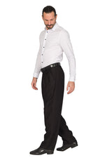 Load image into Gallery viewer, Shiny Black Linen Tango Pants With Four Pleats